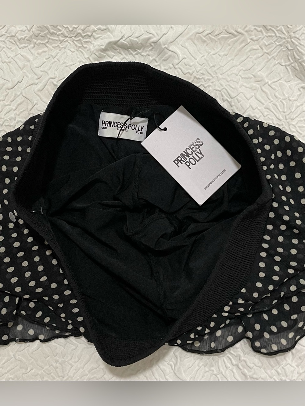 Princess Polly Ready To Party Frill Skort Black Polka Dot Size 8 - Picture 4 of 10